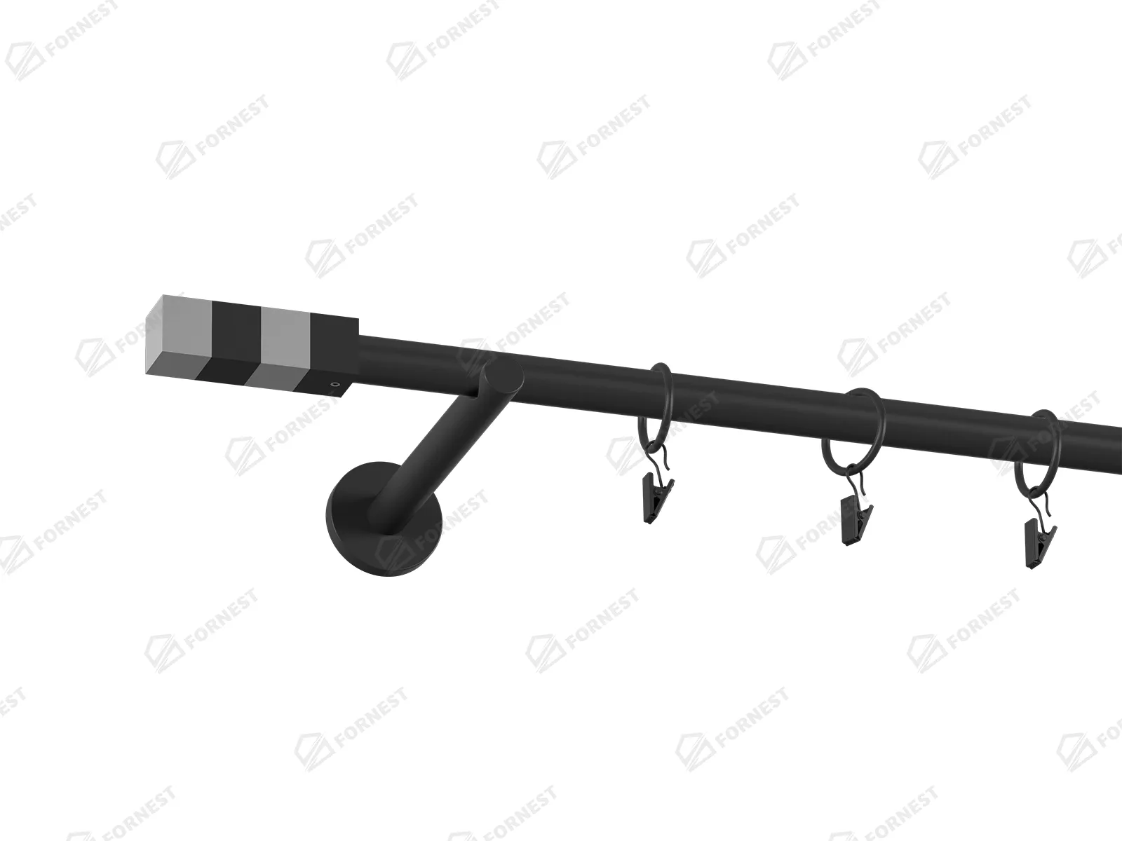 Garniža 19mm obyčajná tyč - 1rad - KVADRAT - čierna