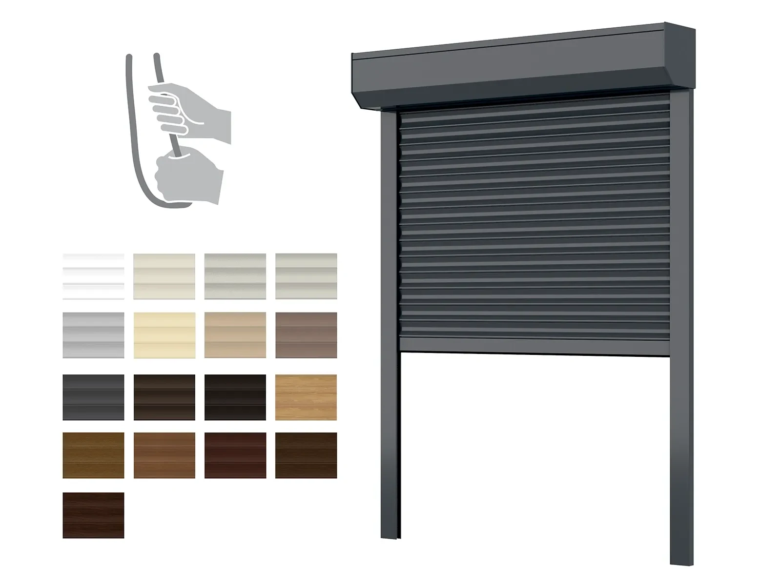 SKUS Hliníkové rolety BOX 150mm - výška do 1330mm - RUČNÉ OVLÁDANIE so Sieťkou