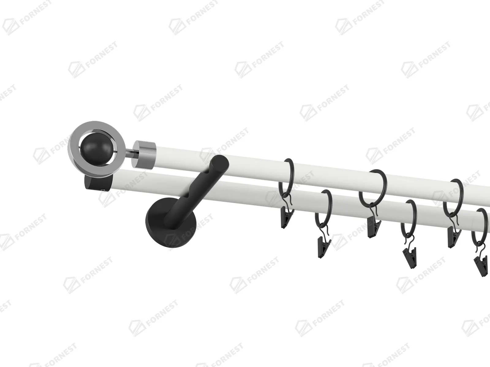 Garniža 19x19mm obyčajná tyč - 2rady - SFERA - bielo čierna