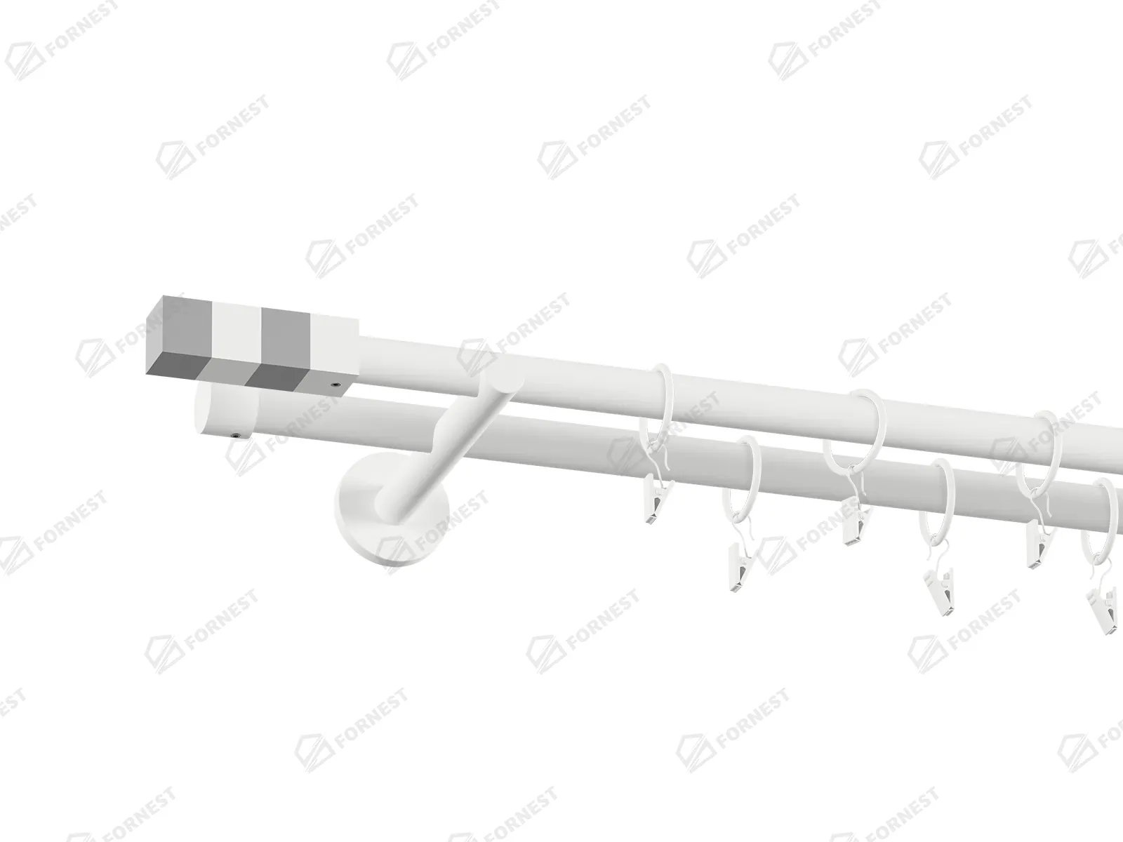 Garniža 19x19mm obyčajná tyč - 2rady - KVADRAT - biela