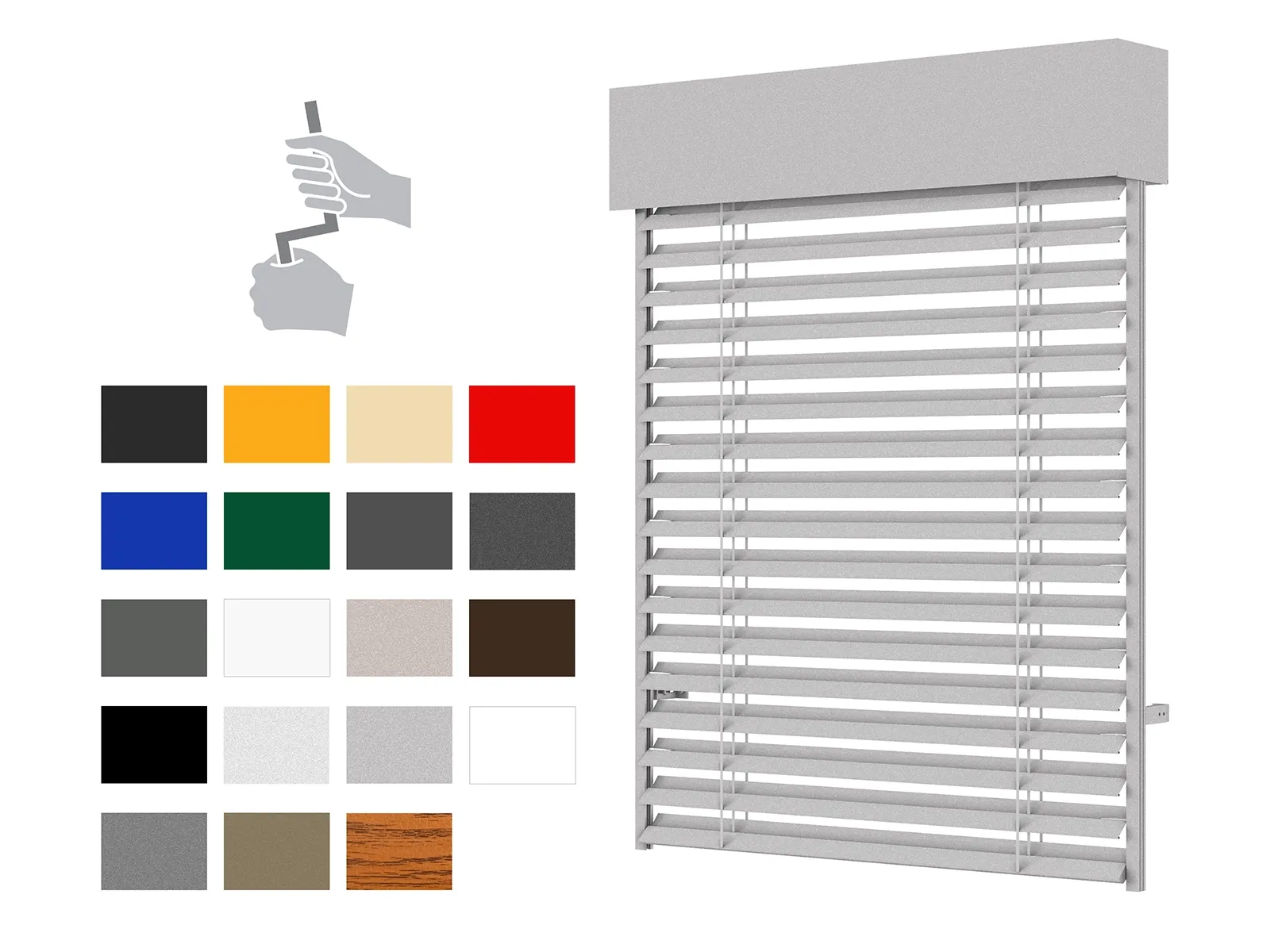 Vonkajšie žalúzie Z70 - kľuka - bez krycieho plechu