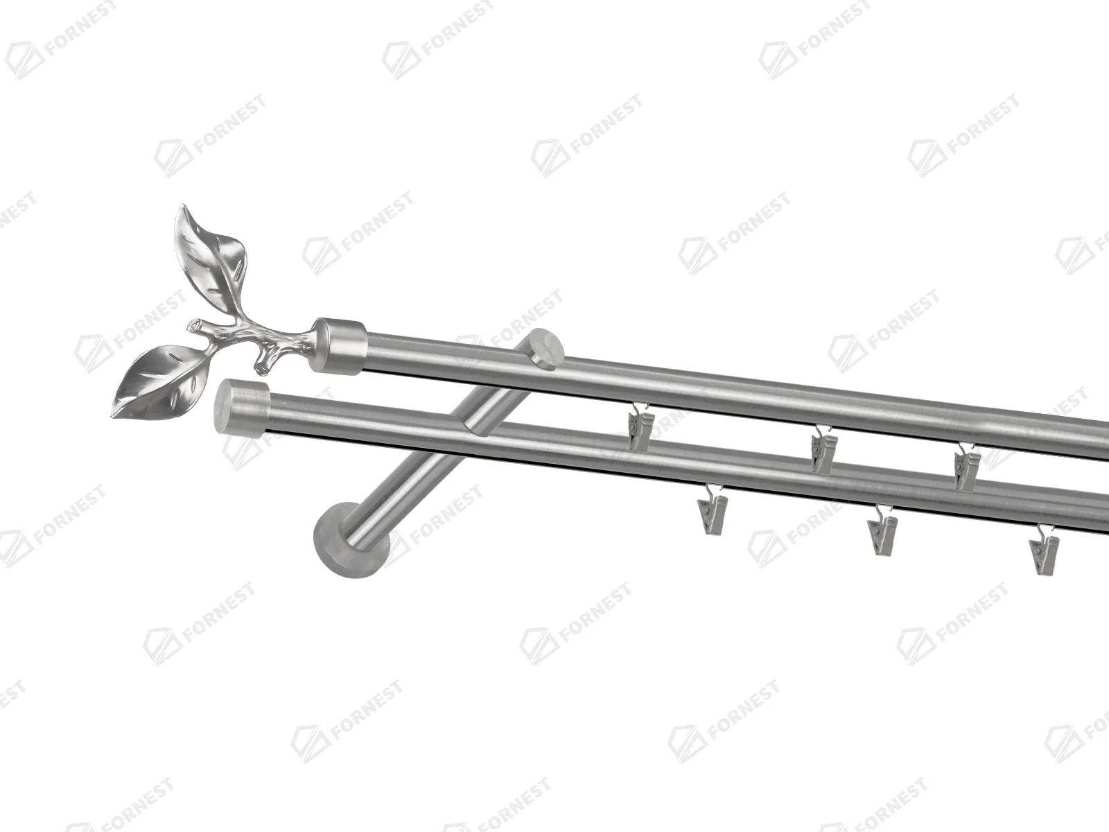 Garniža 19x19mm - drážková tyč - 2rady - LIST ROSE - satin