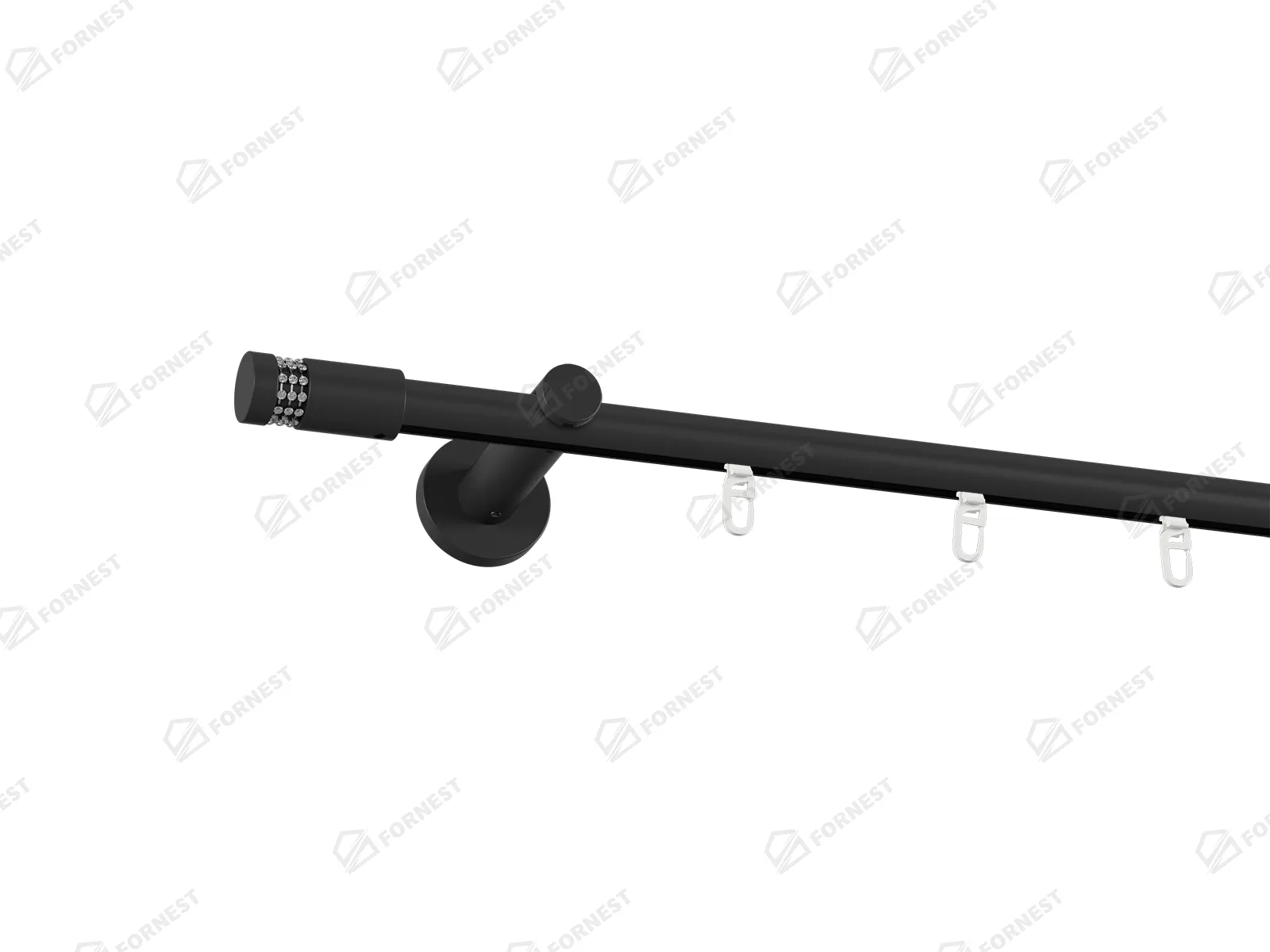 Garniža 19mm drážková tyč - 1rad - CYLINDER CRYSTAL - čierna