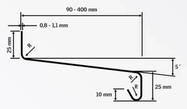 Vonkajšie hliníkové ohýbané parapety - strieborná RAL 9006 3