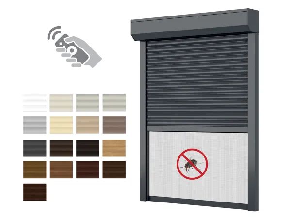 Hliníkové rolety BOX 205mm s rolovacou sieťou - výška do 2500 mm - MOTOR - DIAĽKOVÉ