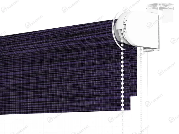 Roleta MINI - deň a noc - látka Maurícius 68 - tmavo fialová (čierny dekor) 3
