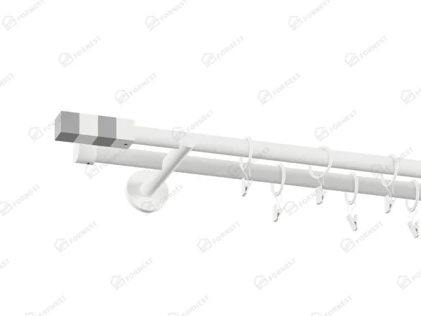 Garniža 19x19mm obyčajná tyč - 2rady - KVADRAT - biela