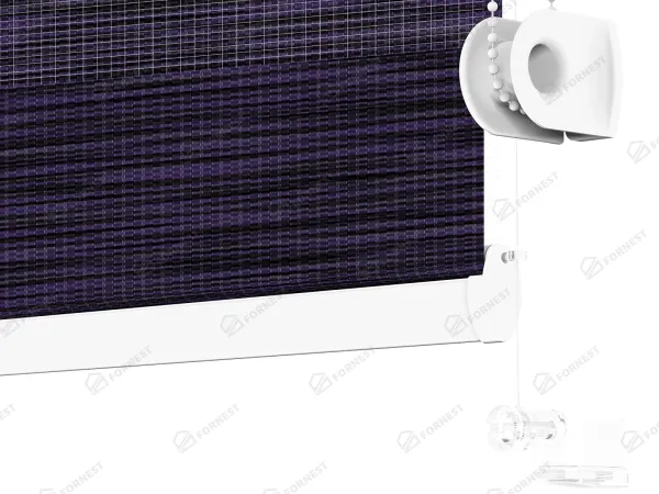 Roleta MINI - deň a noc - látka Maurícius 68 - tmavo fialová (čierny dekor) 4