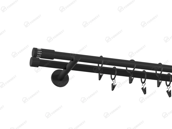 Garniža 19x19mm obyčajná tyč - 2rady - CYLINDER CRYSTAL - Čierna