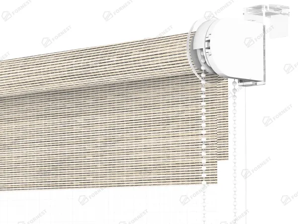 Roleta MINI - deň a noc - látka Maurícius 69 - béžová (čierny dekor) 3