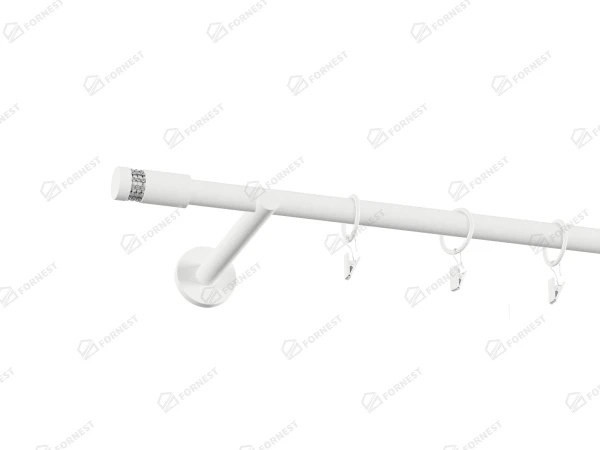 Garniža 19mm obyčajná tyč - 1rad - CYLINDER CRYSTAL - Biela