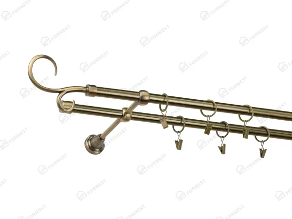 Garniža 16x16mm - 2rady - HÁK DVOJITÝ - antik