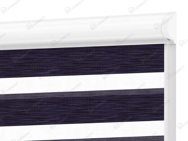 Roleta SWING - deň a noc - látka Maurícius 68 - tmavo fialová (čierny dekor)