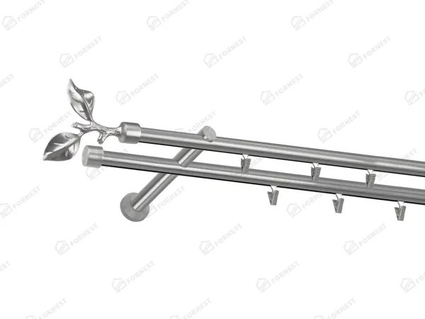 Garniža 19x19mm - drážková tyč - 2rady - LIST ROSE - satin