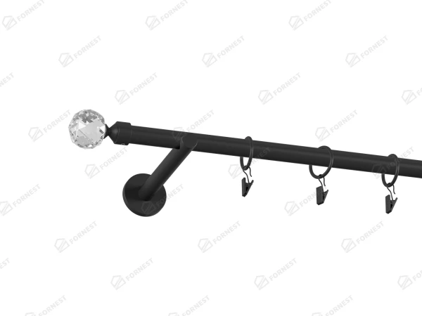 Garniža 19mm obyčajná tyč - 1rad - GUĽA CRYSTAL - Čierna