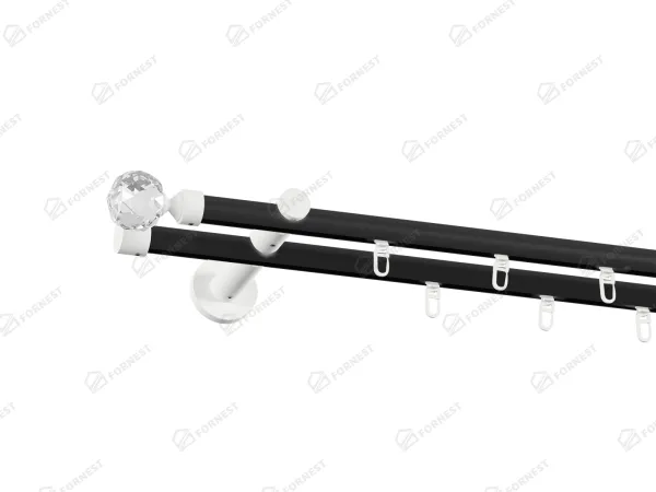 Garniža 19x19mm drážková tyč - 2rady - GUĽA CRYSTAL - čierno biela