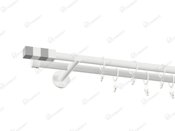 Garniža 19x19mm obyčajná tyč - 2rady - KVADRAT - Biela