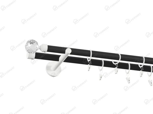 Garniža 19x19mm obyčajná tyč - 2rady - GUĽA CRYSTAL - čierno biela