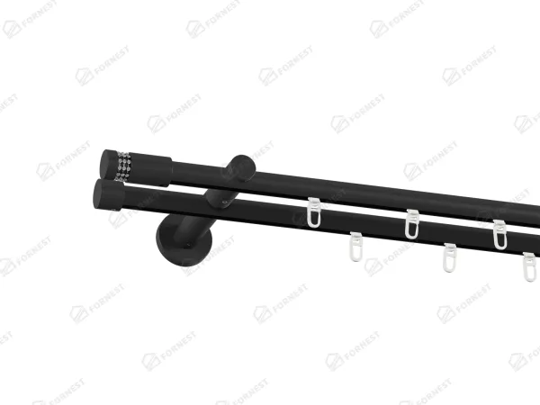 Garniža 19x19mm drážková tyč - 2rady - CYLINDER CRYSTAL - čierna